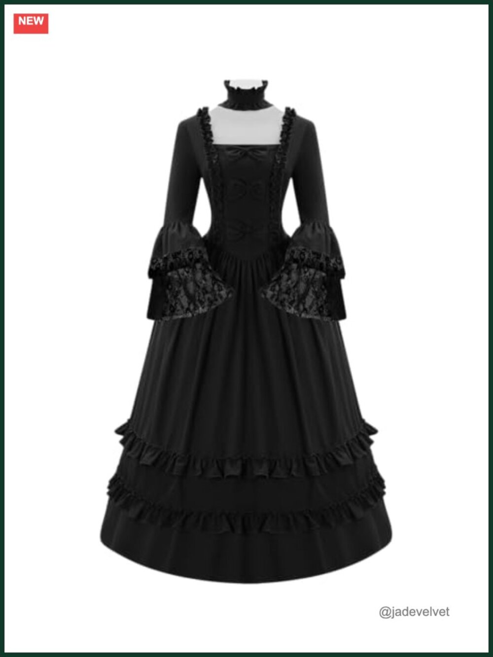 Victorian Costume Dress Flare Sleeve Bowknot Lace Up Party Ball Gown